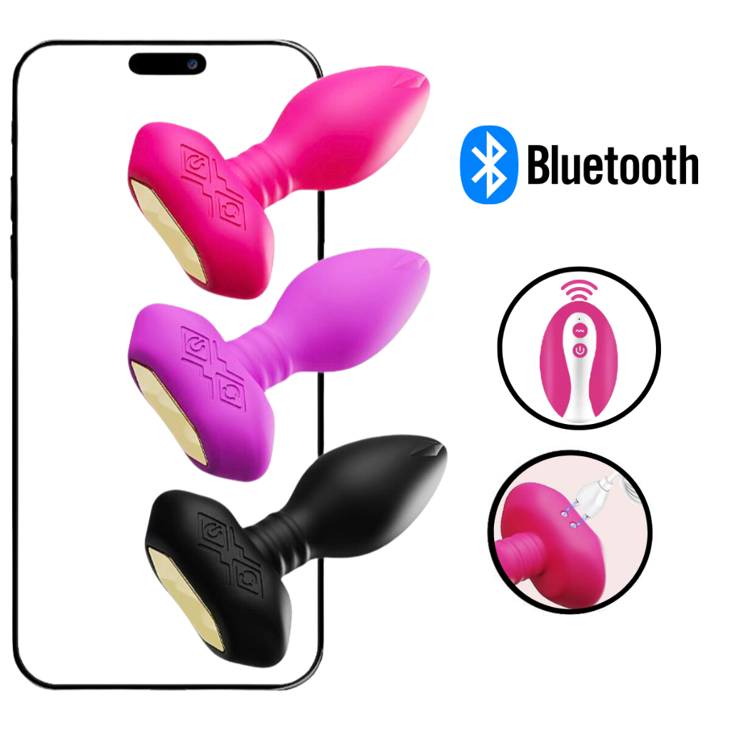 Vibrador Plug Anal Bluetooth Casal e Controle Remoto A Distância Recarregável