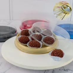 10 ~ 40 Caixa Redonda Dourado P/ Doces 14090 (BWB) (CHOCO)