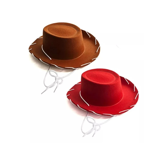 Kit 2 Chapéu Feltro Vaqueiro Festa Fantasia Infantil Wood e Jessye Toy Story