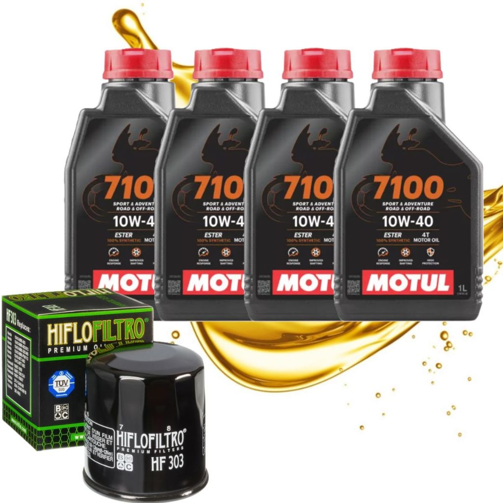 Troca de Óleo P/ Kawasaki Ninja 1000 / Versys 1000 / Z900 / Z800 Motul Sintético 7100 10w40 + Filtro Hiflo