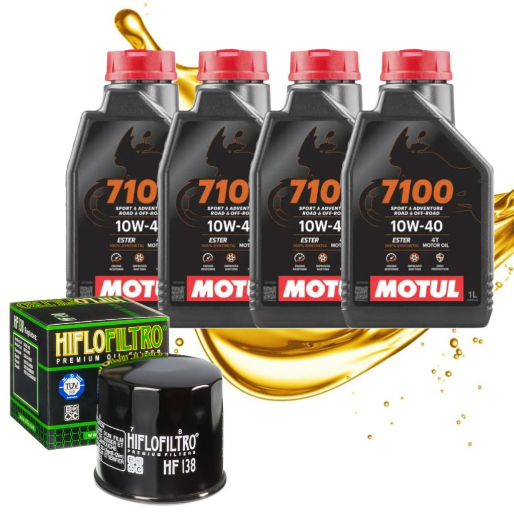 Troca de Óleo P/ Suzuzki Gsx-r Srad 750 1000 / Bandit 1200 Motul 7100 10w40 + Filtro Hiflo Hf138