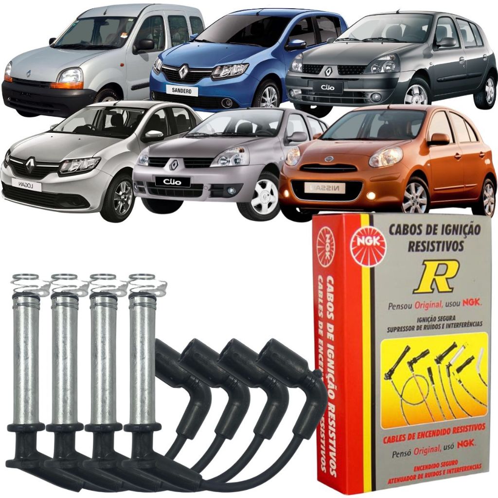 Jogo Cabo Vela Ngk Clio Sandero Logan Kangoo Nissan March em Oferta na Shopee