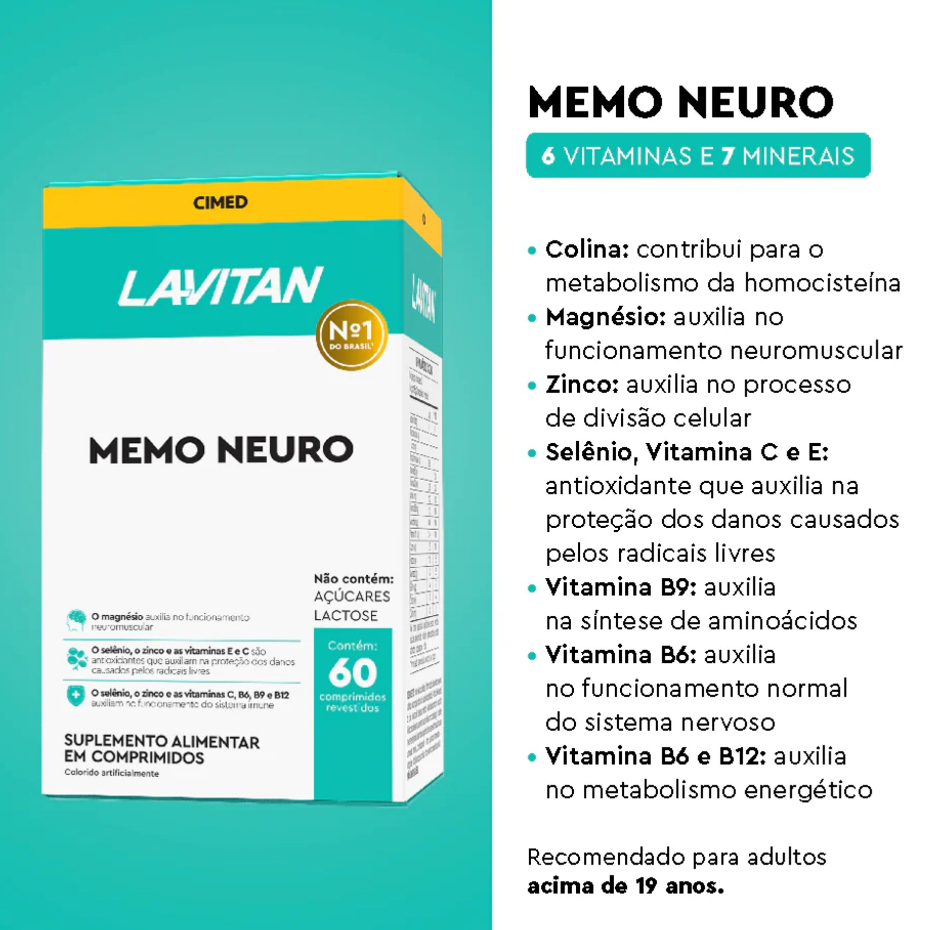 Lavitan Memo Neuro 60 cápsulas Suplemento Vitamínico