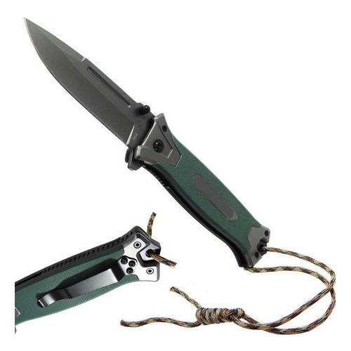 Canivete Tatico Militar Semi Automatico Verde Estilo Browning 364 com estojo