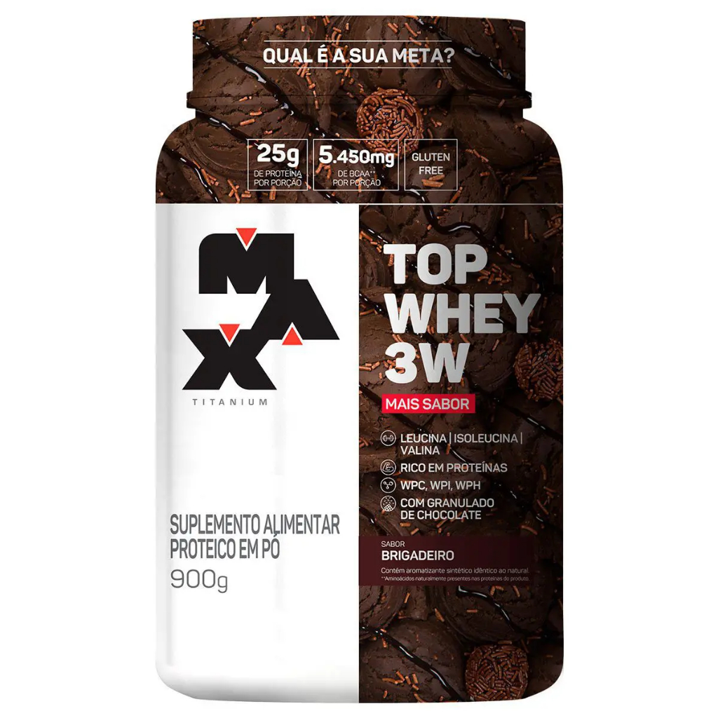 Whey Protein Top Whey 3W Mais Sabor 900g Pote Max Titanium