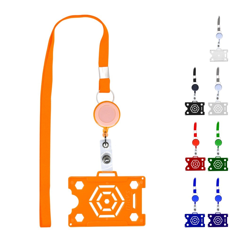 Porta Crachá Cartão Aberto C/ Cordão Retrátil Roller Clip em Oferta na Shopee