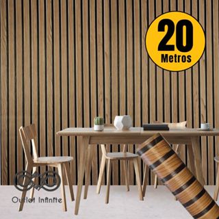 Papel de Parede PREMIUM Rolo 5 Metros Autoadesivo 3D Madeira Ripado 5mx45cm em Oferta na Shopee