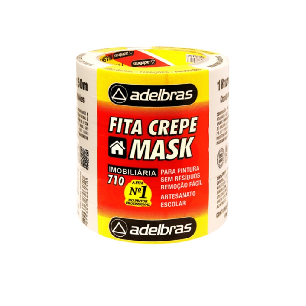 Fita Crepe Adelbras 18mm X 50m Para Pintura Sem Resíduo com 6 Unidades em Oferta na Shopee