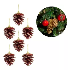 Kit 12 Pinhas Pequena Vermelha Enfeite Árvore De Natal Decoração