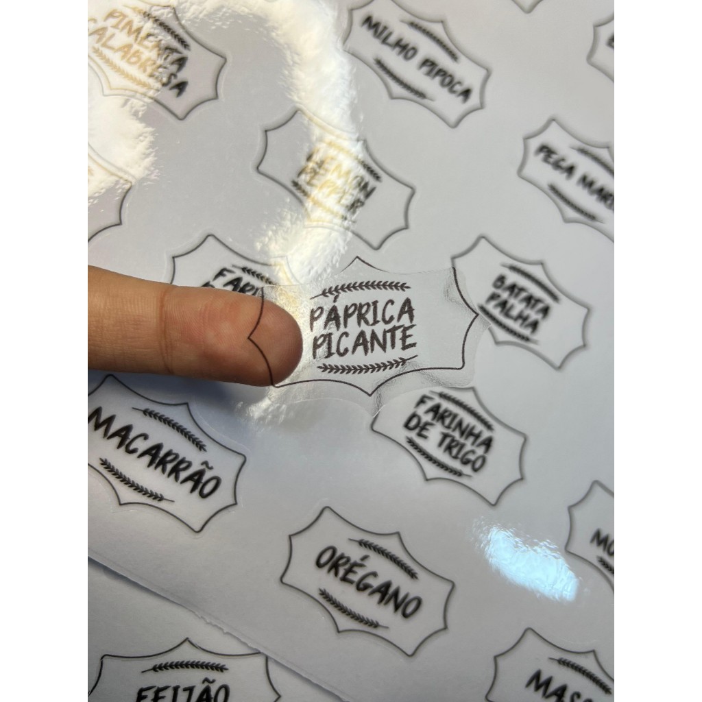Kit 50 Adesivos Para Temperos E Mantimentos 4x2,5CM - Transparentes // Organizadores De Potes Para Cozinha