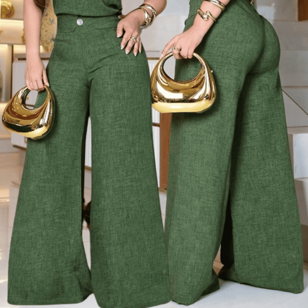 Calça Pantalona Feminina Tecido Linhao Cintura Alta com Botão e Ziper Frontal Vista-se Com Elegância e Conforto em Oferta na Shopee