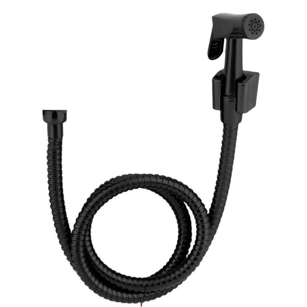 Mangueira para Ducha Higiênica 1,20m com Gatilho Metal + Suporte de Fixação Pret