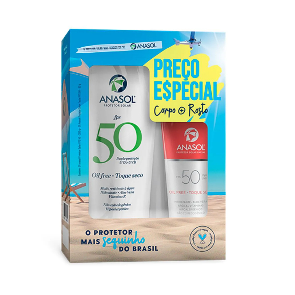 Anasol Protetor Solar Kit Facial 50 Fps 60g + Corporal 50 Fps 200g