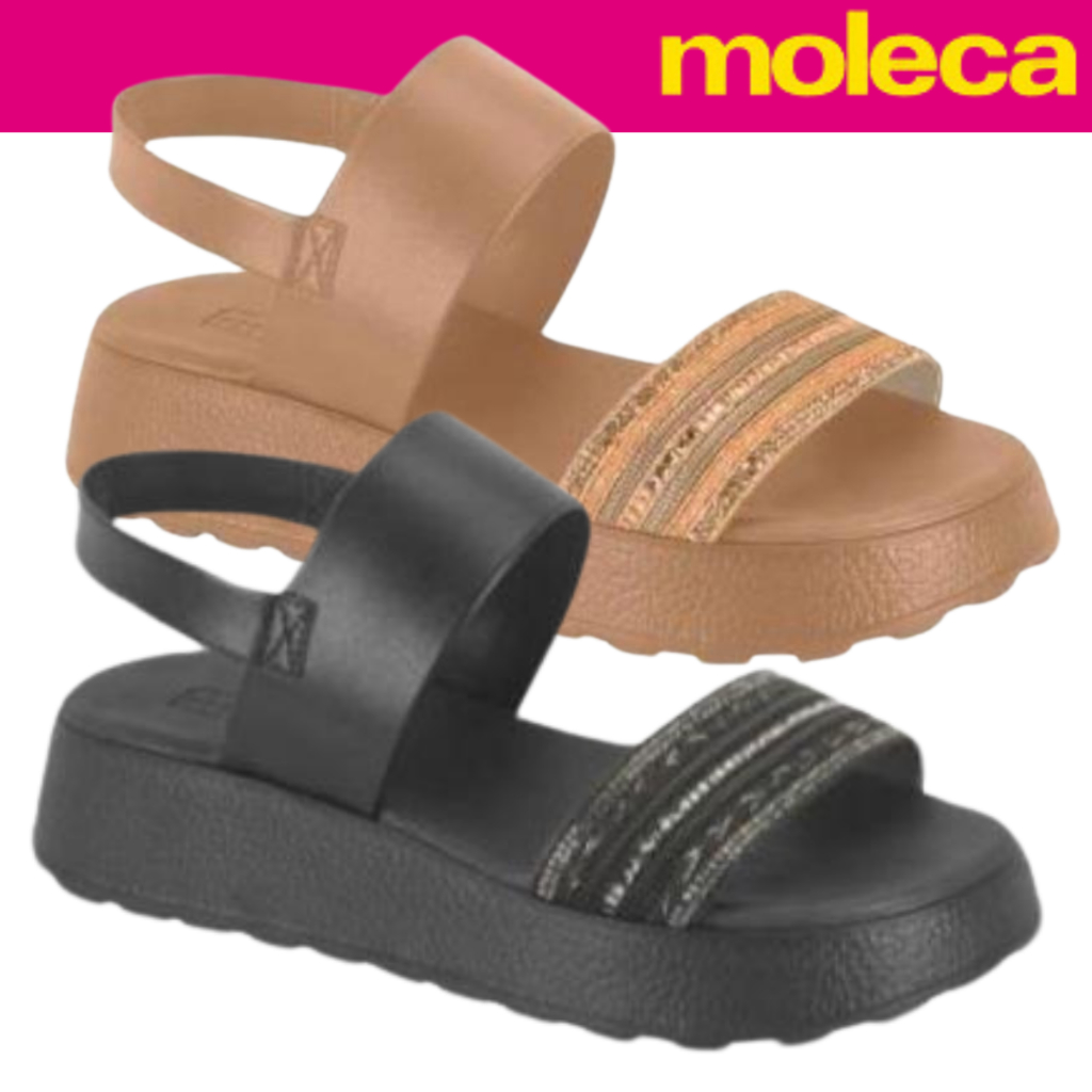 Sandália Feminina Moleca Tratorada Tiras Grossas Brilho Intenso em Oferta na Shopee