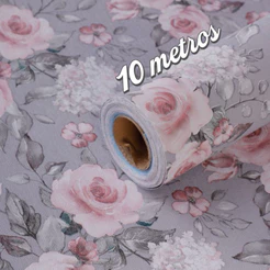 Papel de Parede 3D Modelo Floral R 10 METROS x 45CM Adesivo Autocolante para Sala, Quarto