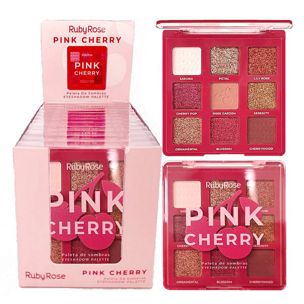 Ruby Rose - Paleta de Sombra Pink Cherry HBE2202 - Box C/12 Unidades