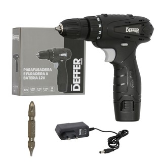 Parafusadeira e Furadeira a Bateria 12v C/ Luz de Led e Bits - DEFFER