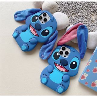 Capa Capinha case de Telefone Stitch Orelha com Alça Silicone 3D para iPhone 13 / 15 / 15PROMAX / 16