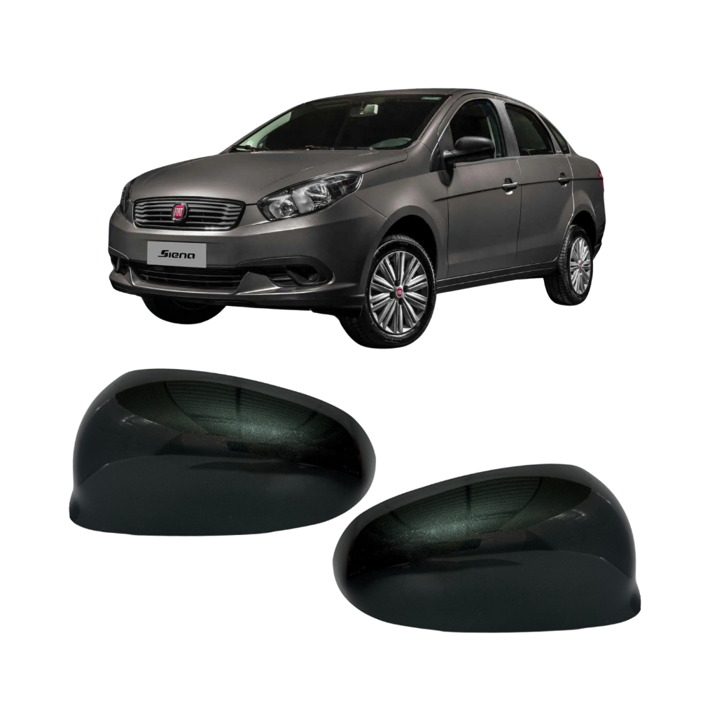 Par Capa Moldura Retrovisor Grand Siena 2012 à 2021 Padrão Original Cinza Cromo