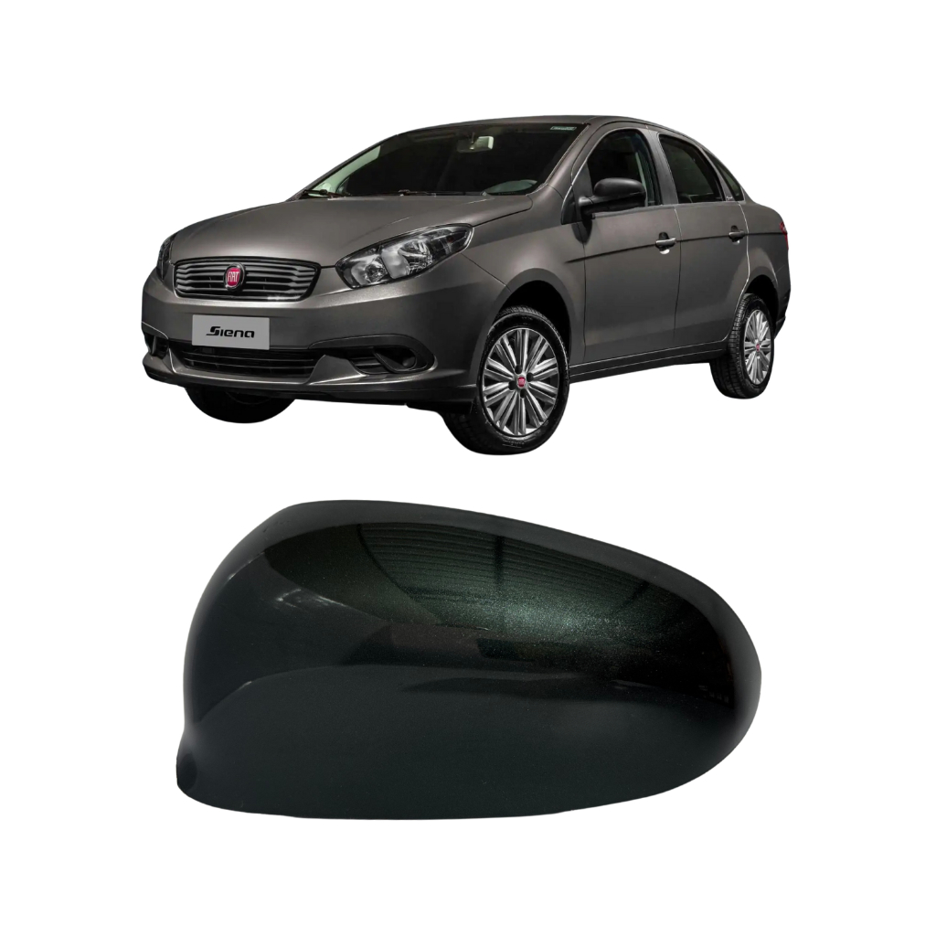 Capa Moldura Retrovisor Grand Siena 2012 à 2021 Padrão Original Cinza Cromo Esquerdo