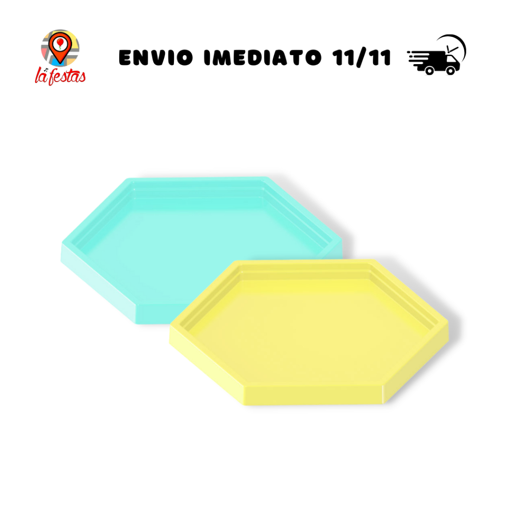 Kit C/ 2 Un Bandeja Decorativa Sextavada 17x17 Várias Cores em Oferta na Shopee