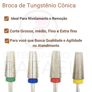 Broca de Tungstênio Profissional Topo Reto Para Remoção do Alongamento de unha Acabamento da Unha de Gel lixadeira Unha em Oferta na Shopee