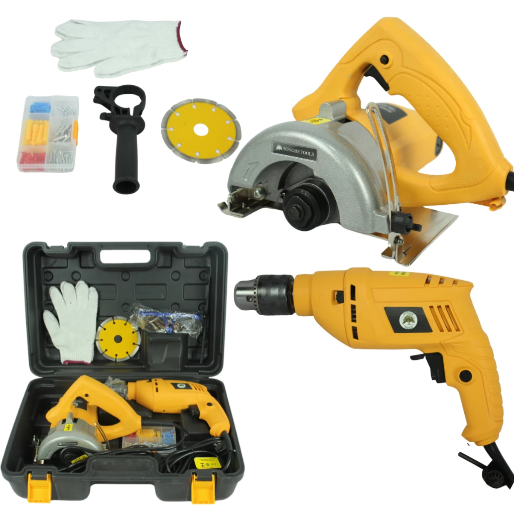 KIT Furadeira Reversível 860W e Serra Mármore Corta Piso 1300W Similar a Makita Multifunções