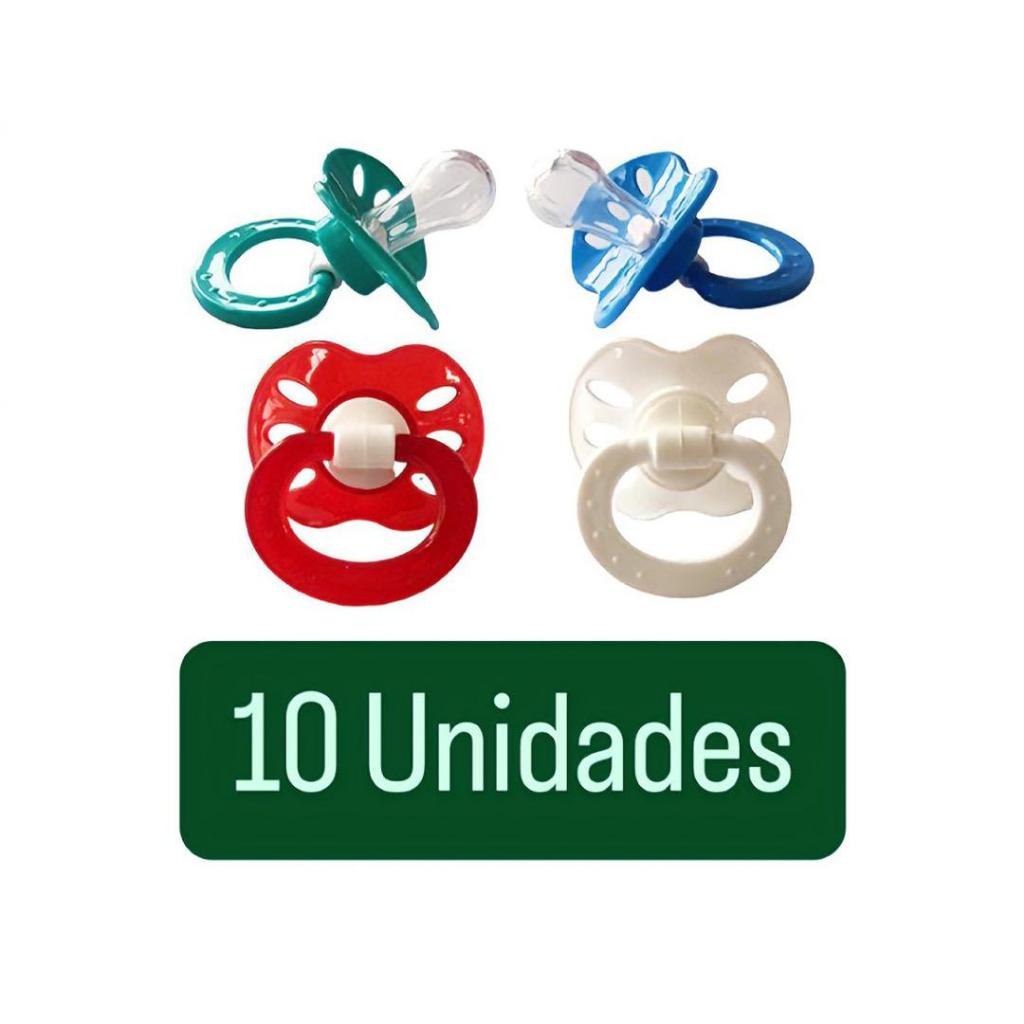 Chupeta Plus Bico Redondo Para Menino Pacote Com 10 Unidades Baby Nany 4 Cores