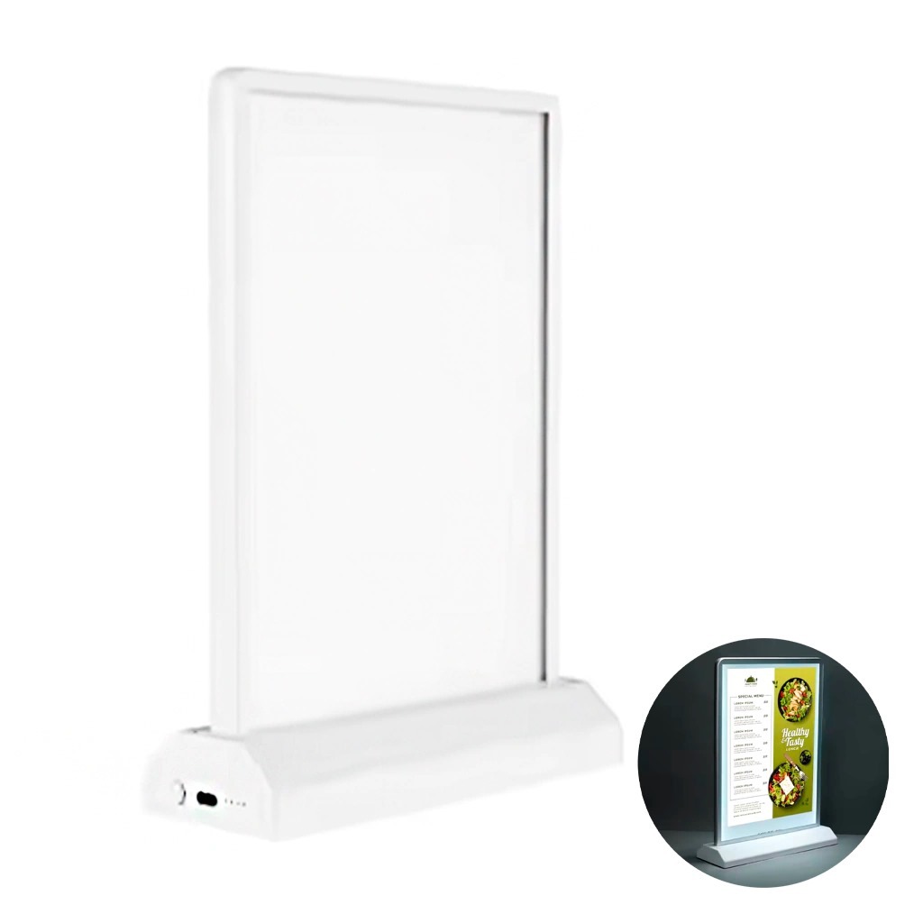 Painel Luminoso Expositor Vidro Led Branco Porta Panfleto Branco Frio 22x17
