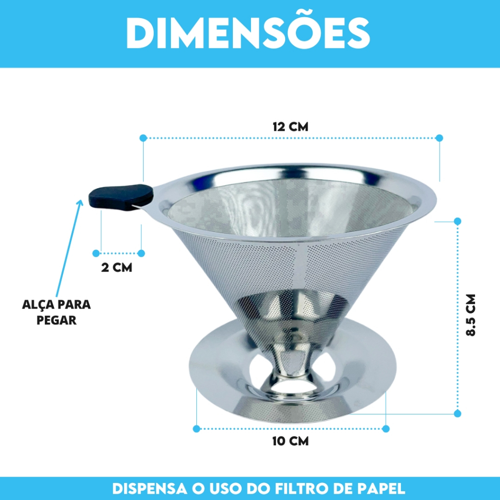 Filtro De Café 103 Inox  -  Coador de Café Grande Sem Uso De Papel - Aero