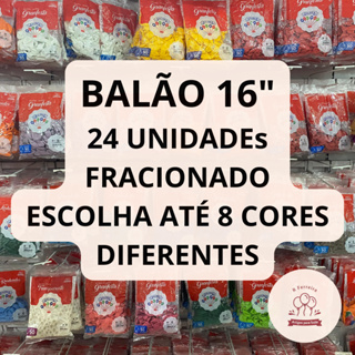 Balão Bexiga para Festa 16 Polegadas 24 Unidades Fracionado Até 8 Cores Diferentes Pic Pic em Oferta na Shopee