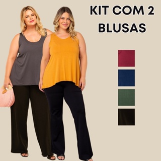 Kit 2 Regata Plus Size Soltinha Elegante G1 Ao G3 em Oferta na Shopee