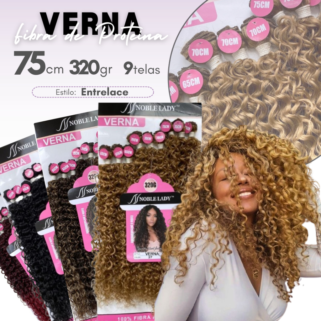 Cabelo Cacheado Fibra de Proteína 80cm 320gr