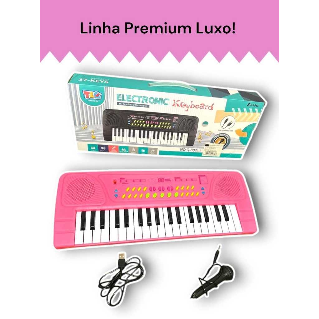 Mini Teclado Infantil Rosa Linha Premium Luxo Completo 37 teclas