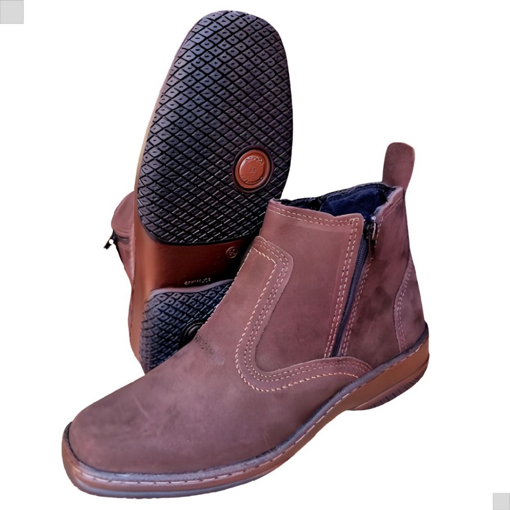 Bota Masculina Marrom Botina Social Country Couro Legitimo Botinha Marca Campolina Leve Macia 2220