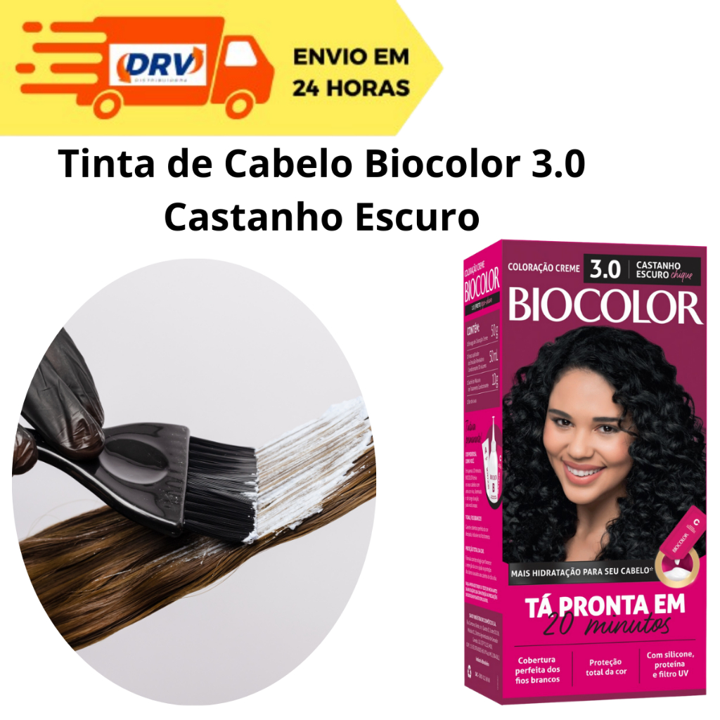 Tinta de Cabelo Biocolor  3.0 Castanho Escuro - Tintura Biocolor - Biocolor - Tinta Castanho