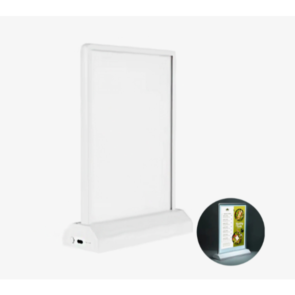 Painel Luminoso Expositor Vidro Led Branco Porta Panfleto Branco Frio 30x22