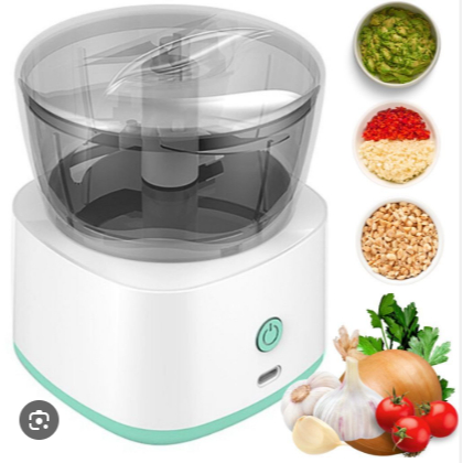 Imagem Mini Processador De Alimentos Elétrico Picador De Alho Triturador De Pimenta 250ml PARA LIGAR SÃO 2 CLIQUES RAPIDOS