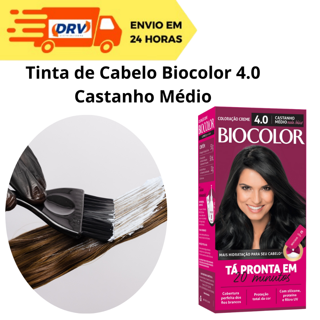 Tinta de Cabelo Biocolor  4.0 Castanho Médio - Tintura Biocolor - Biocolor - Castanho Médio