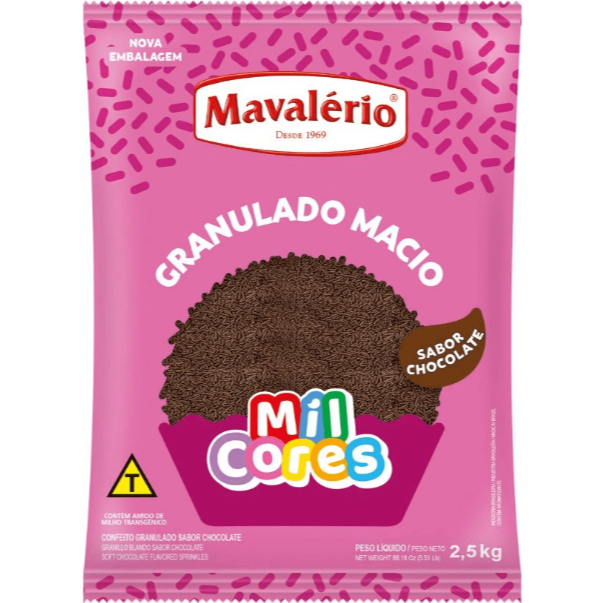 Granulado Macio Sabor Chocolate Mavalério 2,5kg em Oferta na Shopee