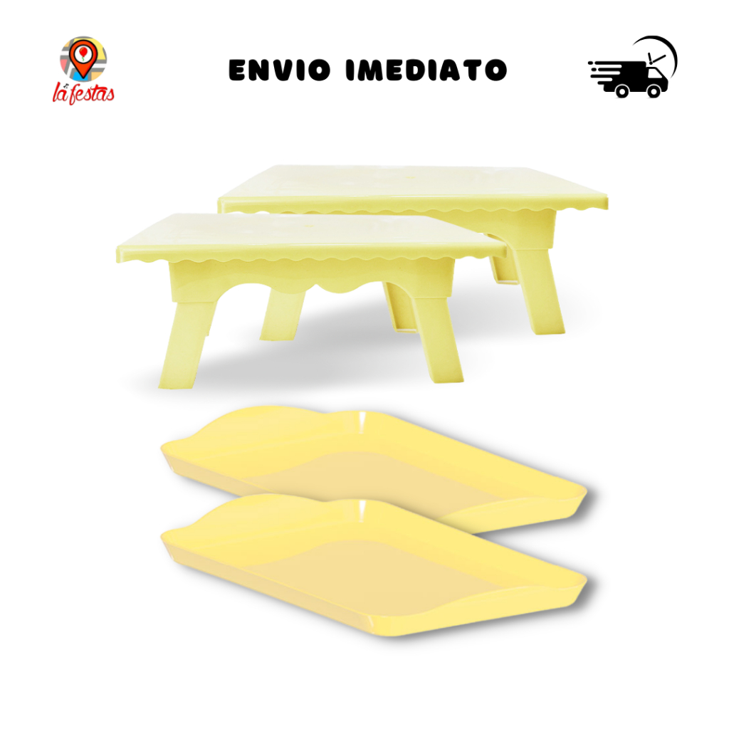 Kit Festa 2 Mesinhas Decorativas + 2 Bandejas 20x13 (+15 Cores) em Oferta na Shopee