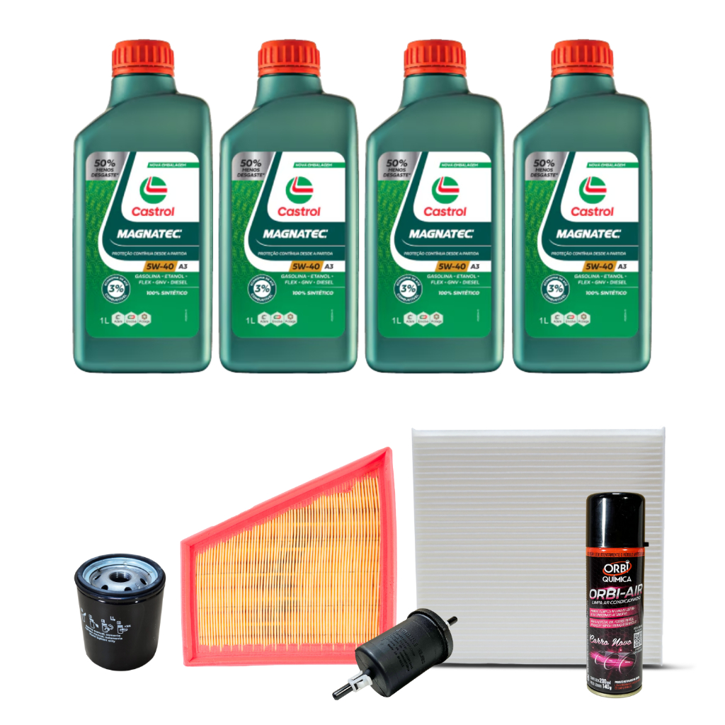 Kit Troca de Óleo Volkswagen Gol G5/G6 Voyage Flex 1.6 8v 2008-2013 - Castrol 5w40 502.00/505.00