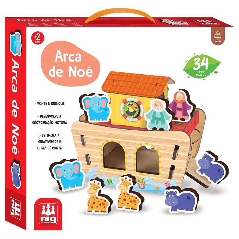 Brinquedo Educativo Arca de Noé 3d Madeira - Nig