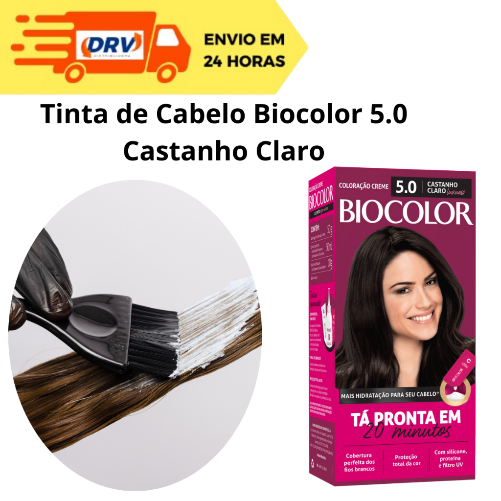 Tinta de Cabelo Biocolor  5.0  Castanho Claro - Tintura Biocolor - Biocolor Castanho Claro