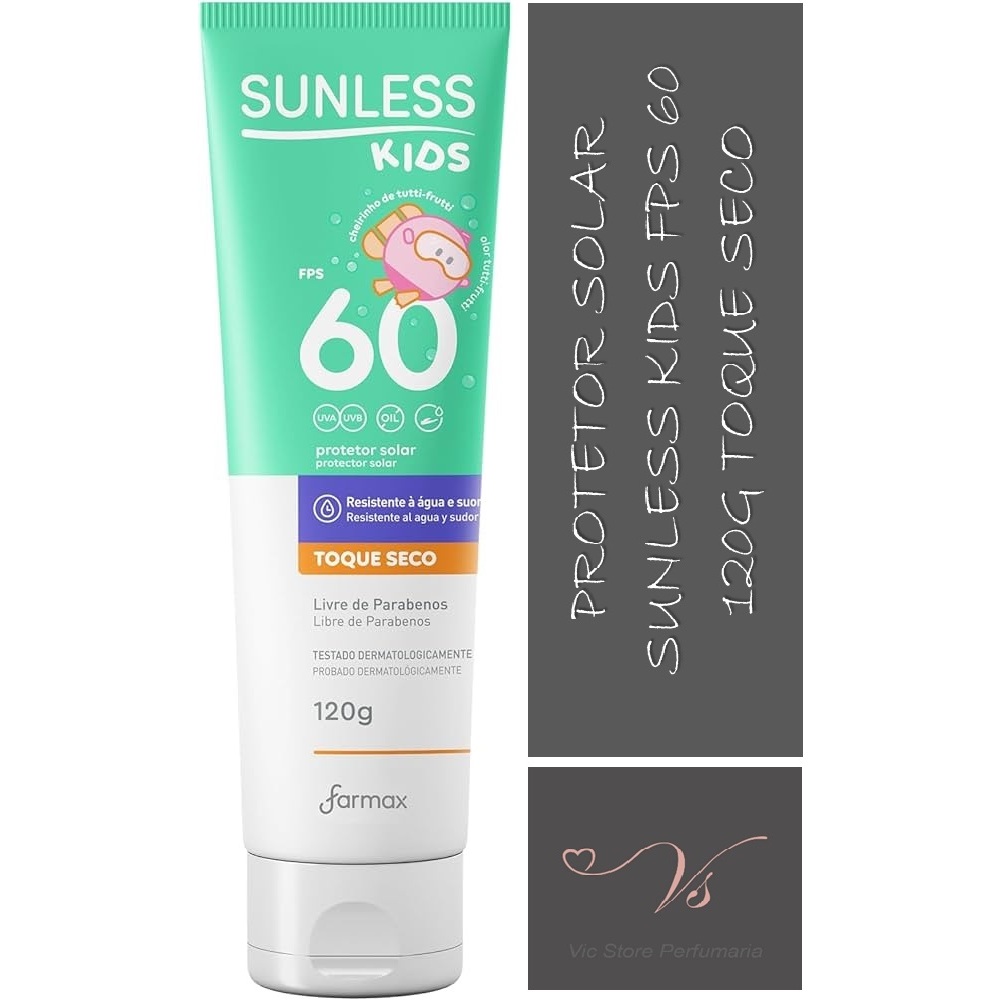 Protetor Solar Sunless Kids FPS 60 Toque Seco 120G