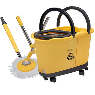 Mop Esfregão Giratorio Com Roda Perfect Pro  Duas Aguas Centrifuga Inox Com Cabo 1,60cm Aluminio