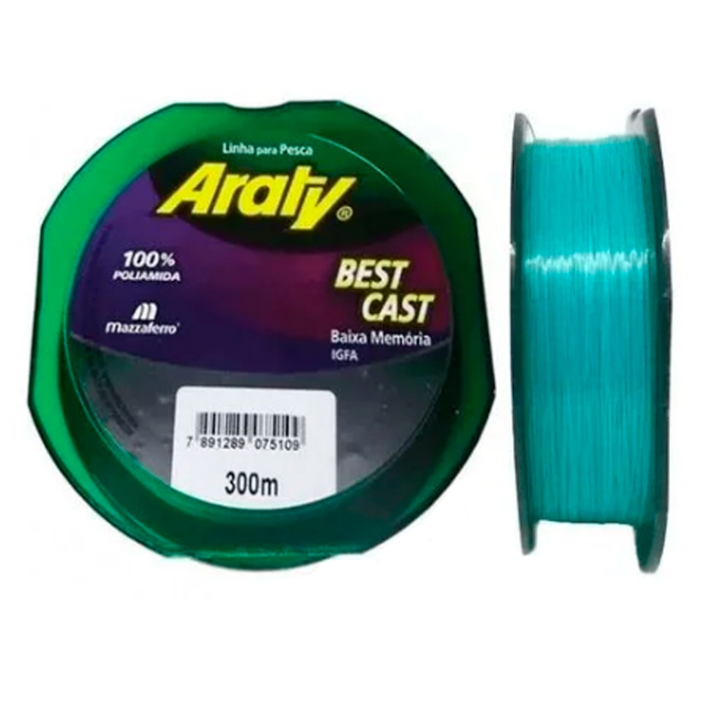Linha Monofilamento Soft Araty Best Cast 300mts - Mazzaferro 0,35mm Azul Claro