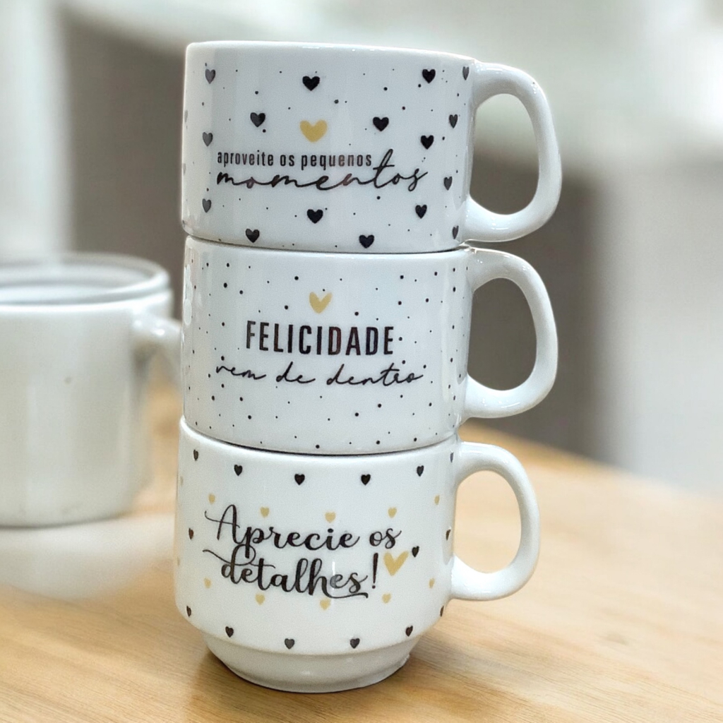 KIT XICARA DE CHA HOTEL DECORADA DE PORCELANA- 200 ml- GRATIDAO SORTIDO- em Oferta na Shopee