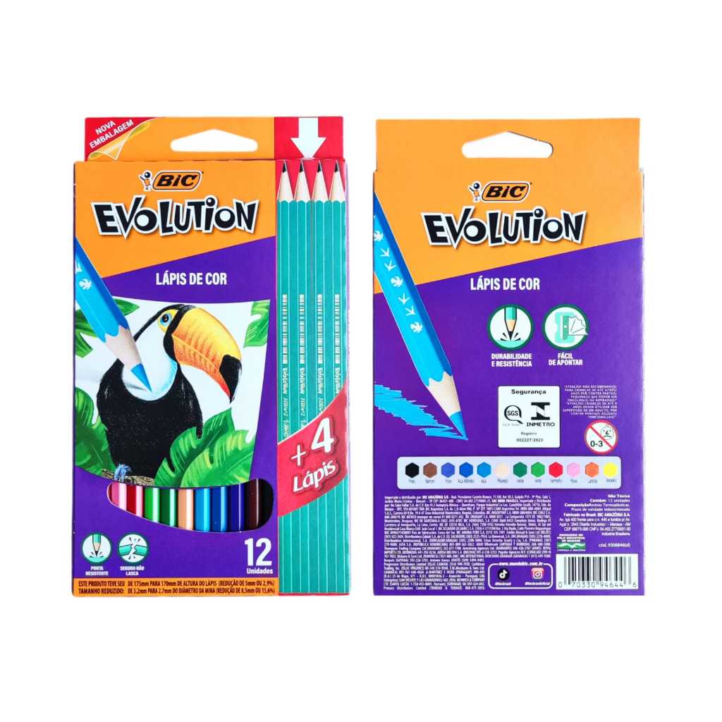 Lápis de cor BIC evolution  12 cores kit do grande em Oferta na Shopee