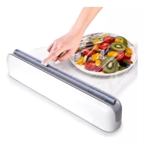 Suporte Cortador Armazenador De Filme Com Ventosa De Fixação na parede geladeira armário organização da cozinha